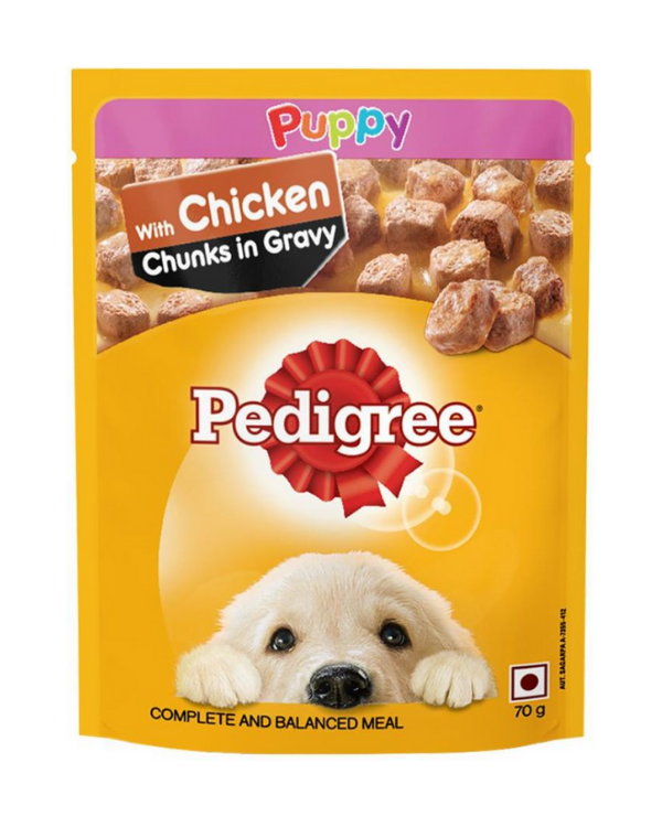 Pedigree Puppy Chicken Chunks In Gravy Pouch | 70 GM